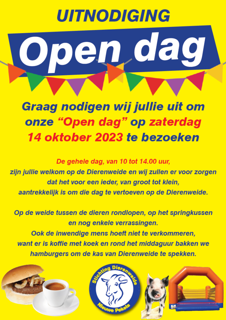 Open dag: zaterdag 14 oktober 2023